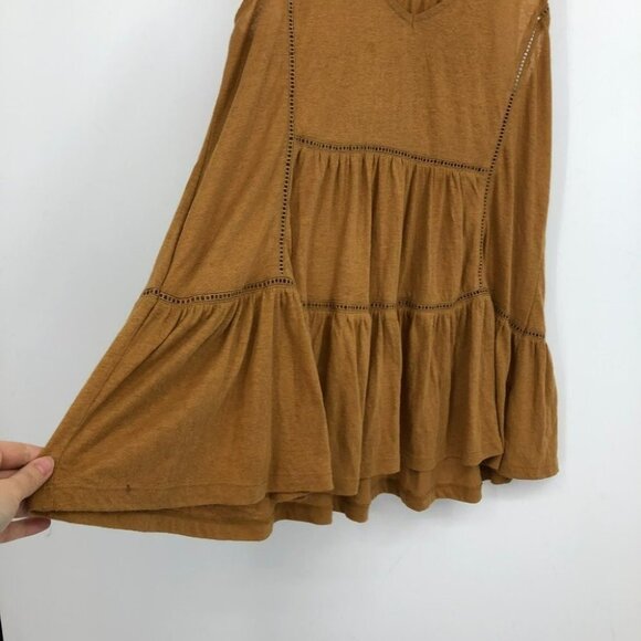 Anthropologie Malaga tiered tunic tank top in Ochre tan/mustard Medium - Picture 11 of 16